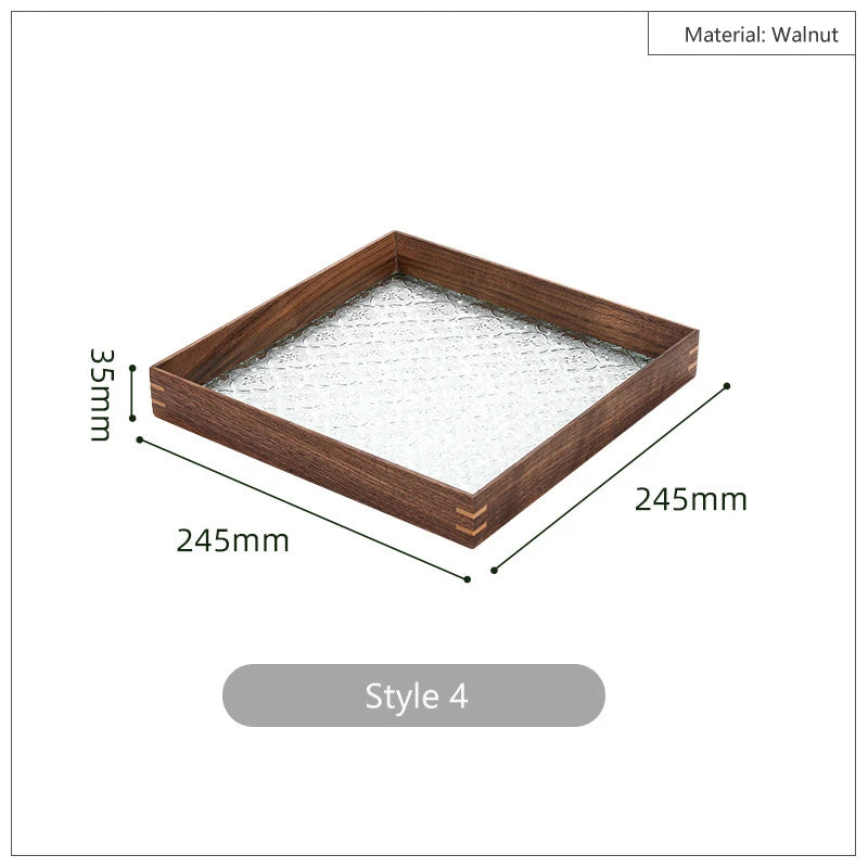 HeMu Vintage cherry-apple flower glass wooden tray tabletop decoration set aromatreatment tea sea reception tea tray